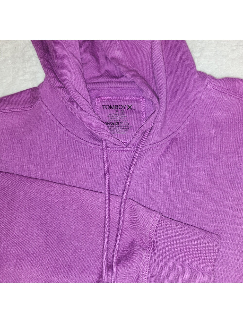 TomboyX Purple Pullover Hoodie Size M Gender Neutral Unisex Organic Cotton C005
